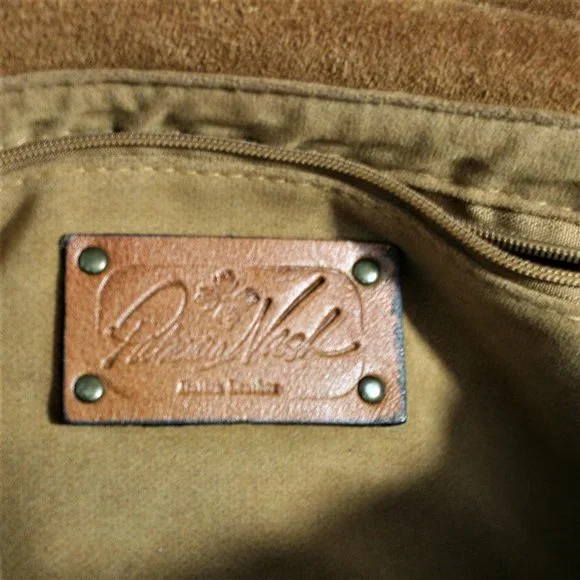 Patricia Nash Brown Italian Pebble Leather Crossbody Saddle Bag w/ Rivets VGC - Picture 11 of 14